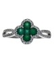 Emerald and Diamond Flower Motif Ring